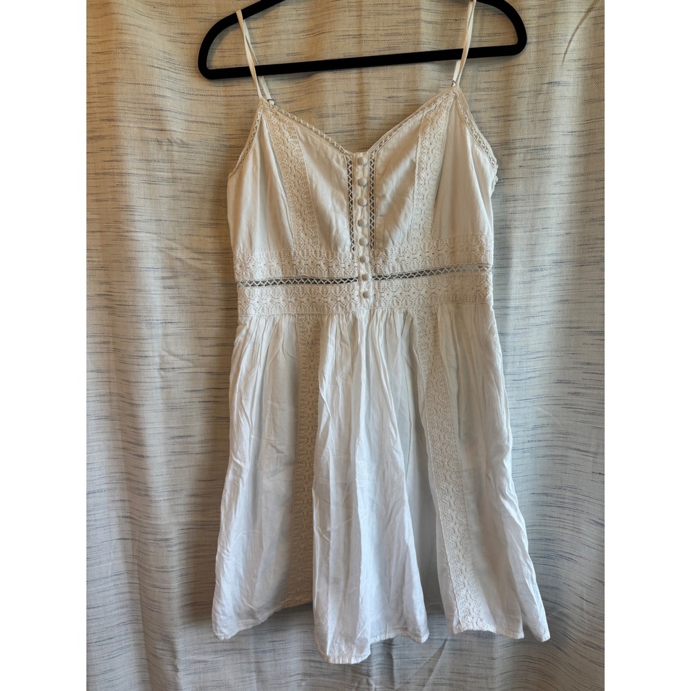 Abercrombie & Fitch White Lace Crochet Trim Mini Dress Sleeveless LT